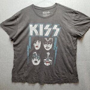 KISS Band Shirt Women's XXL Retro Dynasty Album Charcoal Gray Tee